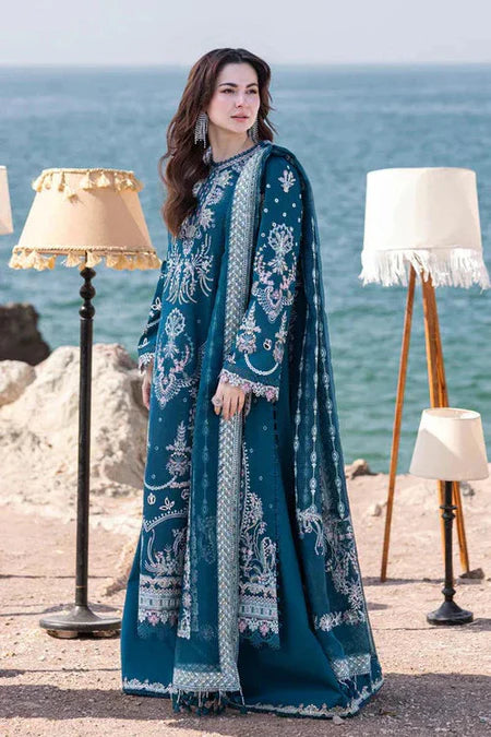 QALAMQAR-3PC LAWN HEAVY EMBROIDERED SHIRT WITH CHIFFON EMB DUPATTA AND EMB TROUSER