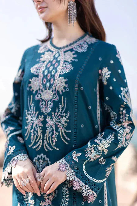 QALAMQAR-3PC LAWN HEAVY EMBROIDERED SHIRT WITH CHIFFON EMB DUPATTA AND EMB TROUSER