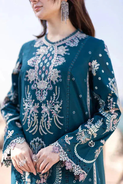QALAMQAR-3PC LAWN HEAVY EMBROIDERED SHIRT WITH CHIFFON EMB DUPATTA AND EMB TROUSER