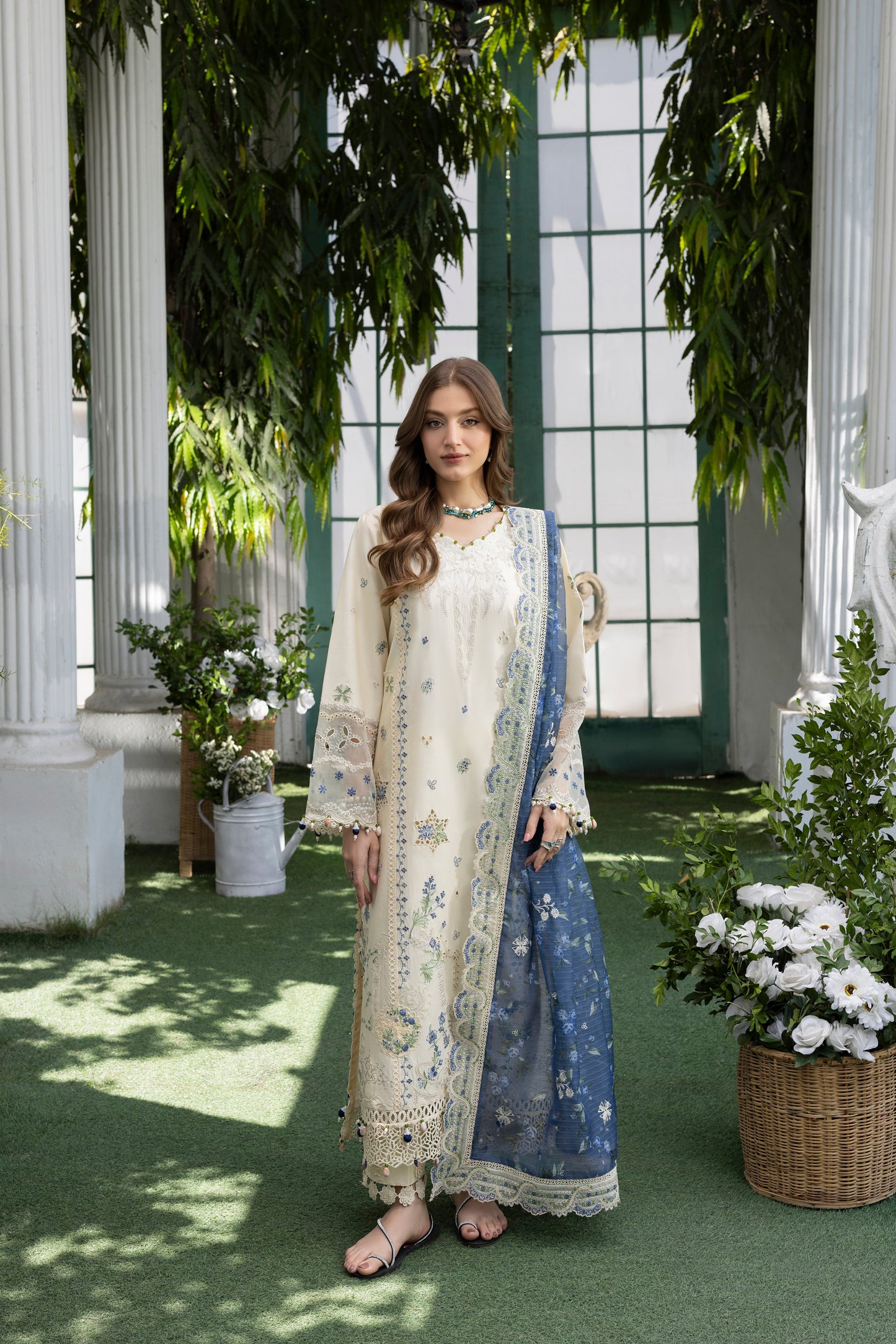 MEHMAL-SNOW DROP--LAWN EMBROIDERED
