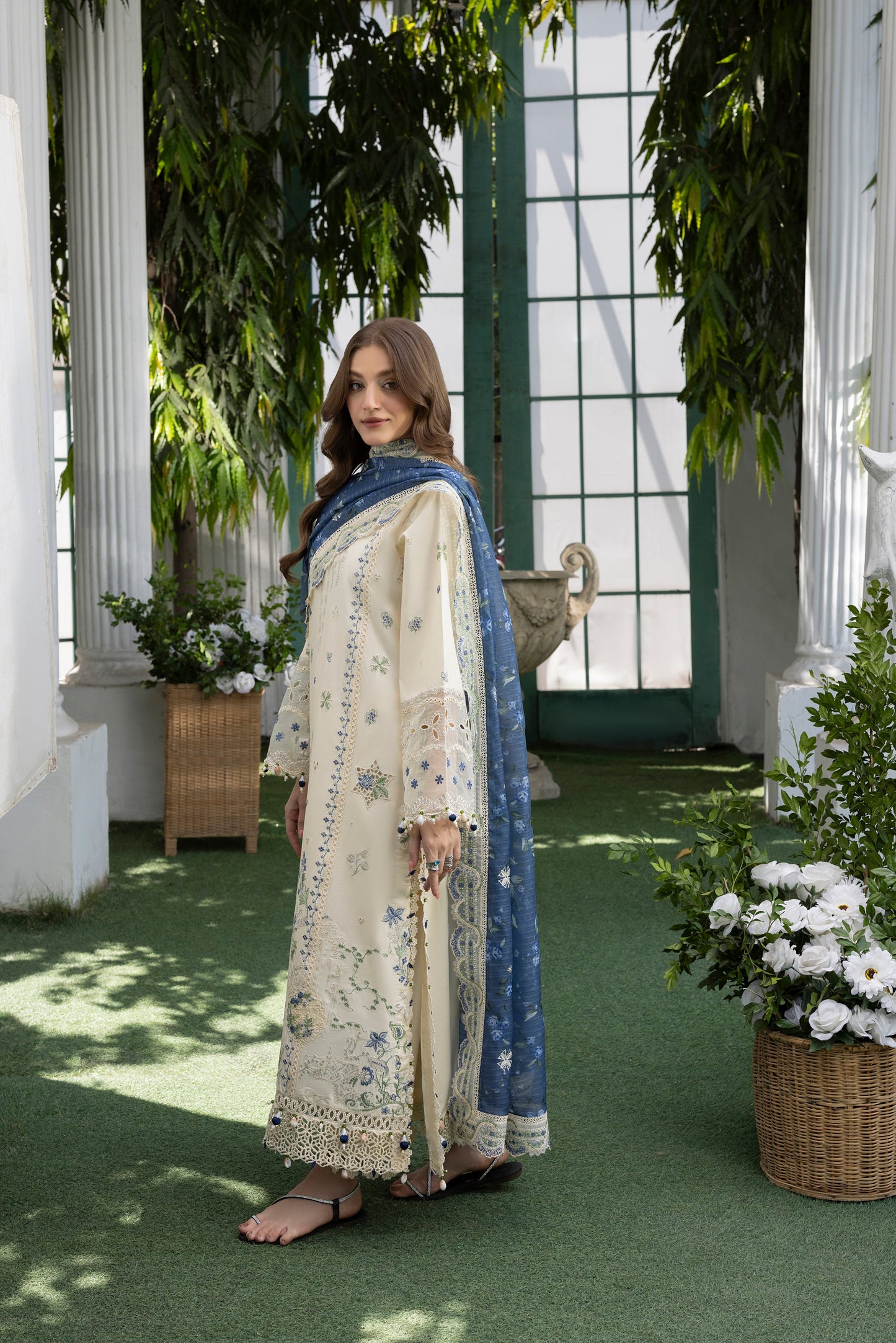 MEHMAL-SNOW DROP--LAWN EMBROIDERED
