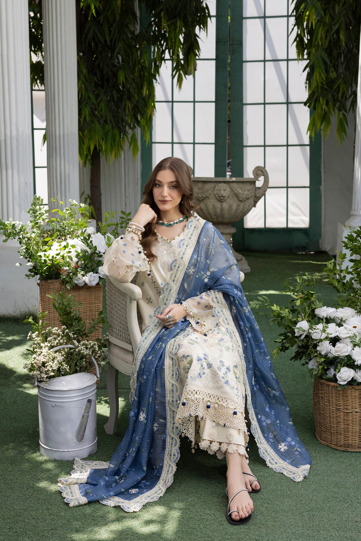 MEHMAL-SNOW DROP--LAWN EMBROIDERED