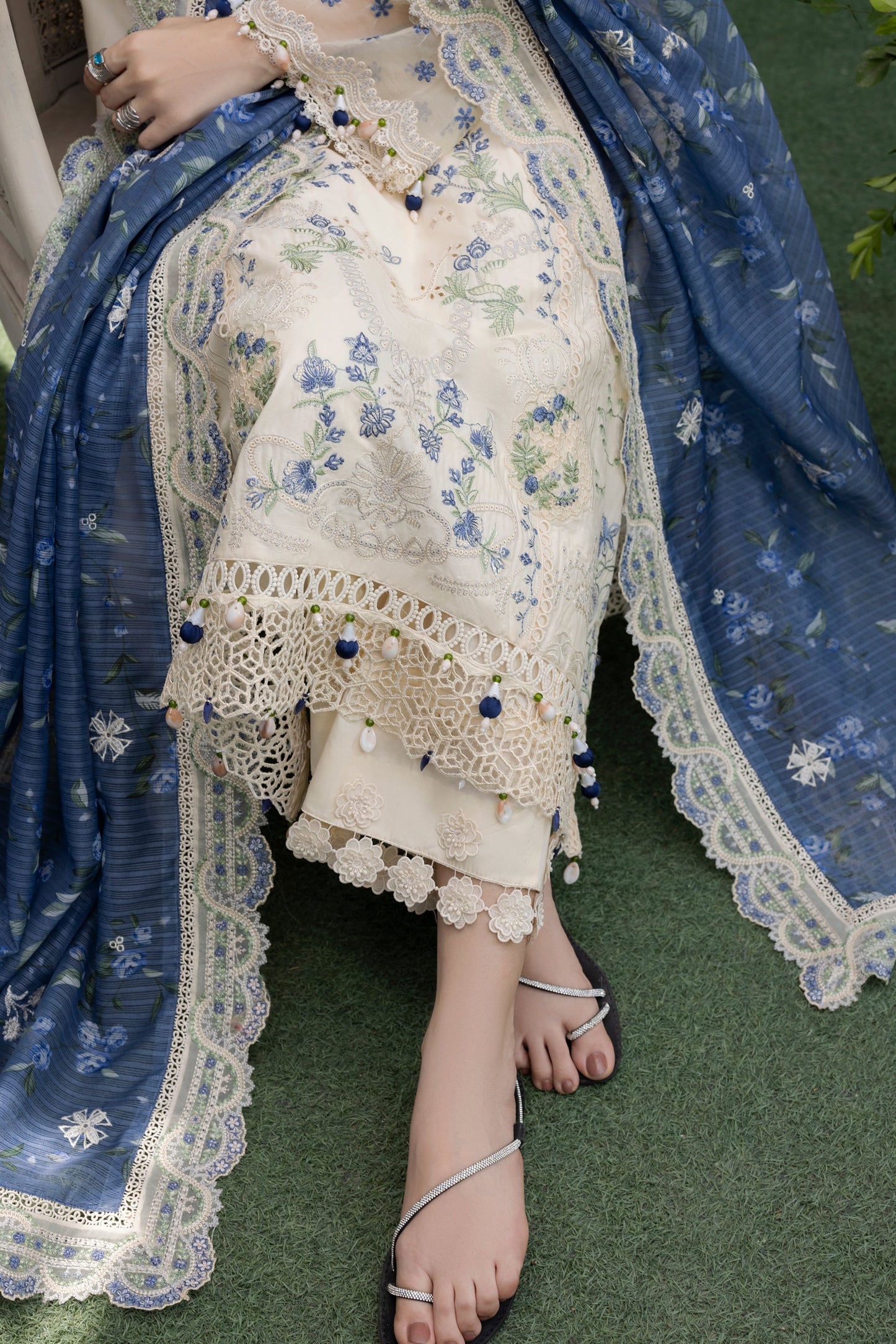 MEHMAL-SNOW DROP--LAWN EMBROIDERED