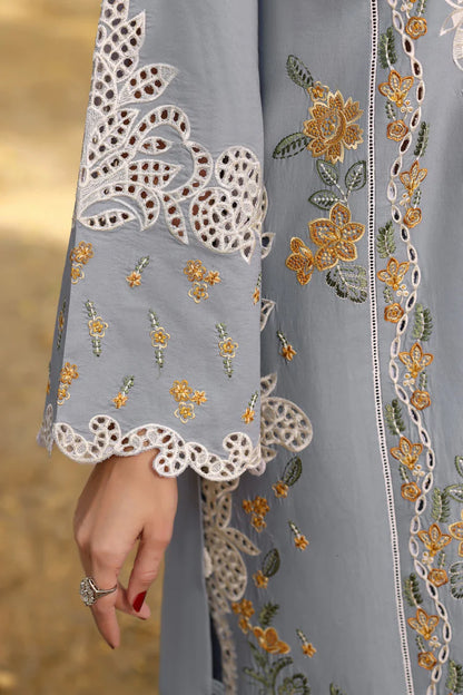 ANEELAS-3PC LAWN EMBROIDERED SHIRT WITH CHIFFON EMBROIDRED DUPATTA & EMB TROUSER