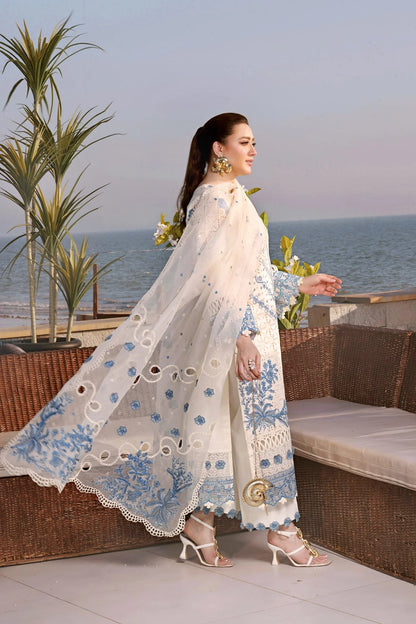 ANEELAS-3PC LAWN EMBROIDERED SHIRT WITH ORGANZA EMBROIDERED DUPATTA AND TROUSER