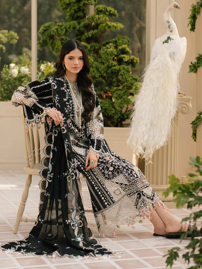 BIN ILYAS-3PC LAWN HEAVY EMBROIDERED SHIRT WITH KHADDI NET EMBROIDERED DUPATTA & LAWN TOUSER