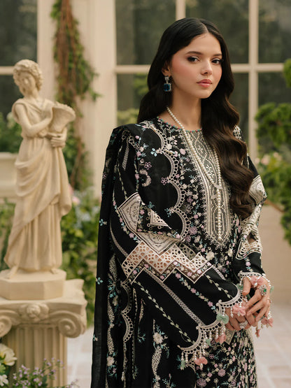 BIN ILYAS-3PC LAWN HEAVY EMBROIDERED SHIRT WITH KHADDI NET EMBROIDERED DUPATTA & LAWN TOUSER
