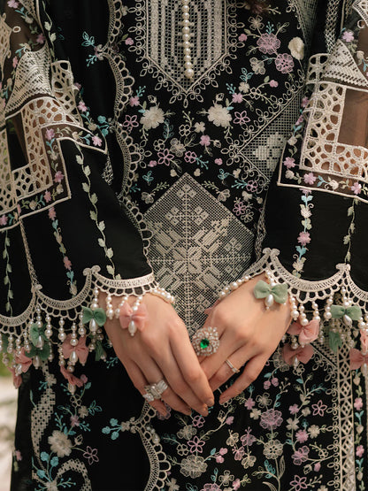 BIN ILYAS-3PC LAWN HEAVY EMBROIDERED SHIRT WITH KHADDI NET EMBROIDERED DUPATTA & LAWN TOUSER