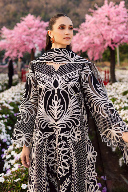 MAHNUR-3PC LAWN EMBROIDERED SHIRT WITH ORGANZA EMB DUPATTA AND TROUSER