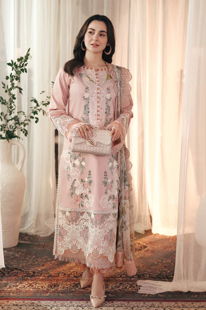 JADE-3PC LAWN EMBROIDERED SHIRT WITH CHIFFON PRINTED DUPATTA AND TROUSER