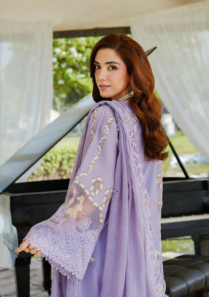 ELAF-3PC LAWN LASERCUTWORK EMBROIDERED SHIRT WITH KHAADI NET EMBROIDERED DUPATTA AND TROUSER
