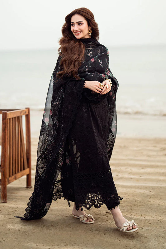 NUREH-3PC LAWN CHIKENKARI LASER EMBROIDERED SHIRT WITH COTTON NET EMBROIDERED PRINT DUPATTA