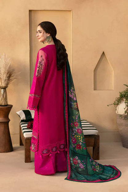 JADE-3PC LAWN CHIKANKARI EMBROIDERED SHIRT WITH CHIFFON PRINTED DUPATTA AND TROUSER