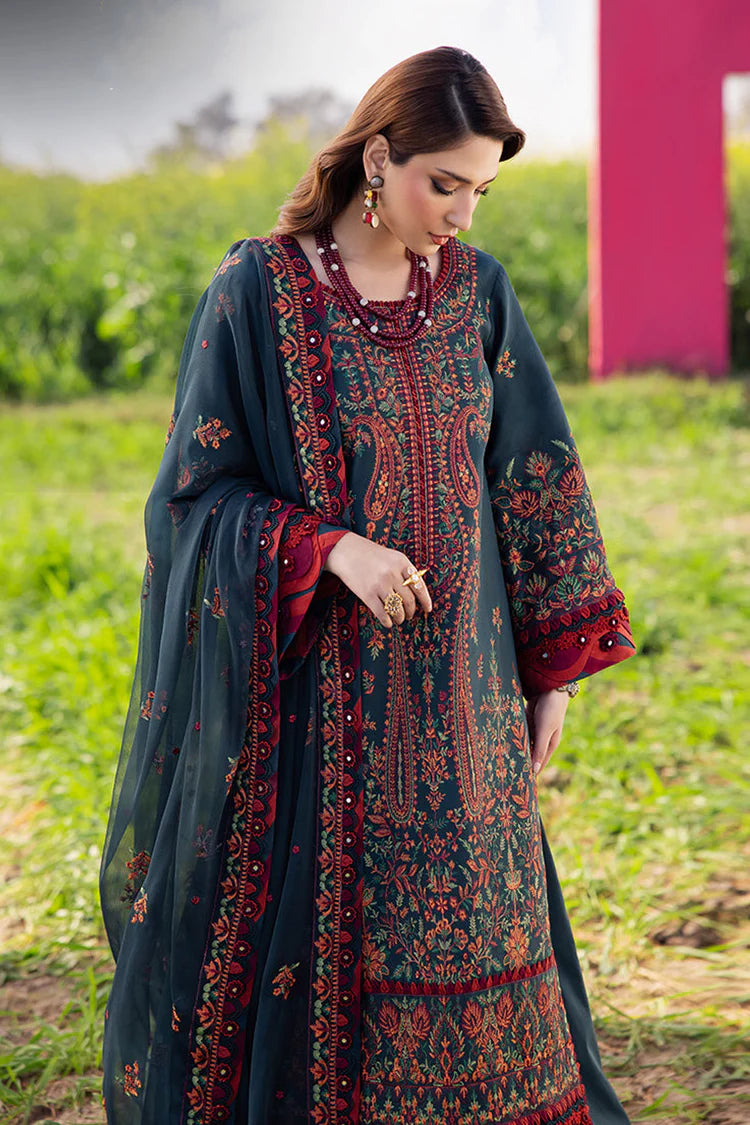ASIM JOFA-3PC LAWN EMBROIDERED SHIRT WITH KHAADI NET EMBROIDERED DUPATTA AND TROUSER