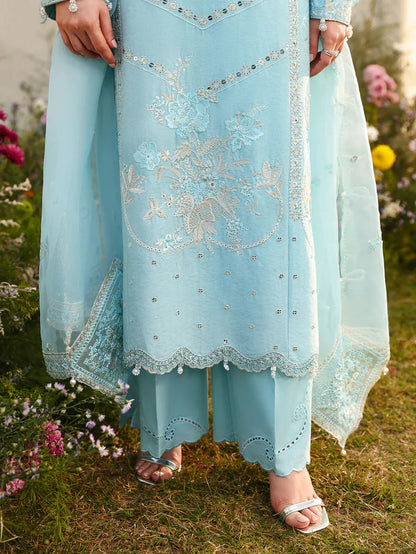 ASIM JOFA- 3PC LAWN EMBROIDERED SHIRT WITH ORGANZA EMBROIDERED DUPATTA AND TROUSER