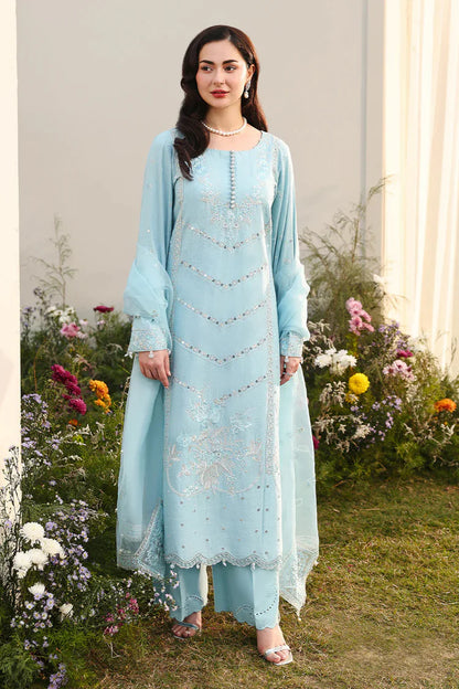 ASIM JOFA- 3PC LAWN EMBROIDERED SHIRT WITH ORGANZA EMBROIDERED DUPATTA AND TROUSER
