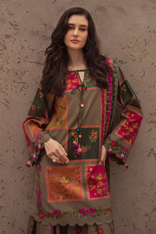 CHARIZMA-3PC LAWN DIGITAL PRINTED SHIRT WITH SILK PRINTED DUPATTA AND PRINTED TROUSER