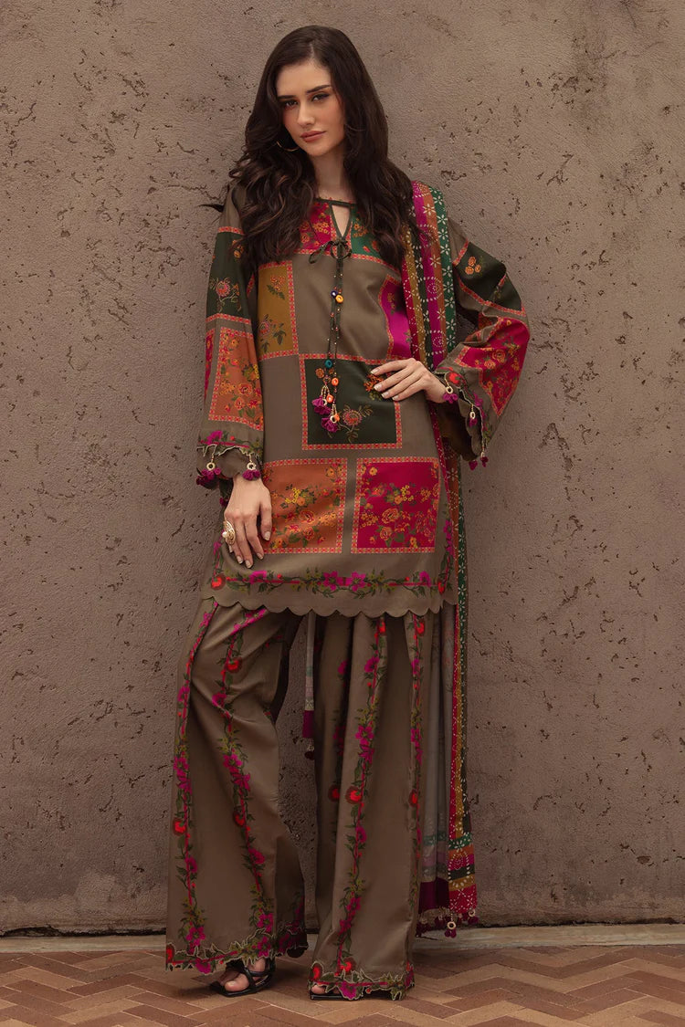 CHARIZMA-3PC LAWN DIGITAL PRINTED SHIRT WITH SILK PRINTED DUPATTA AND PRINTED TROUSER