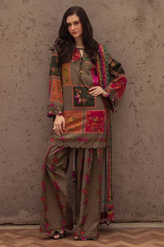 CHARIZMA-3PC LAWN DIGITAL PRINTED SHIRT WITH SILK PRINTED DUPATTA AND PRINTED TROUSER