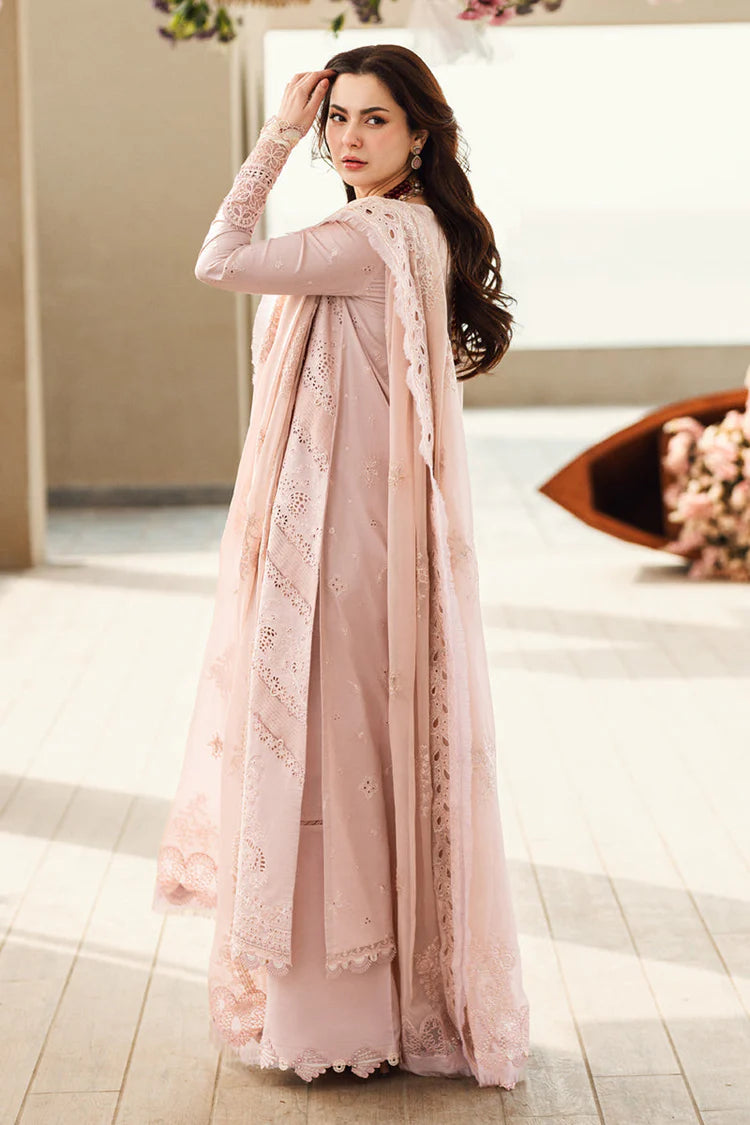 QALAMQAR-3PC LAWN CHIKAANKARI EMBROIDERED SHIRT WITH KHAADI NET EMBROIDERED DUPATTA AND TROUSER