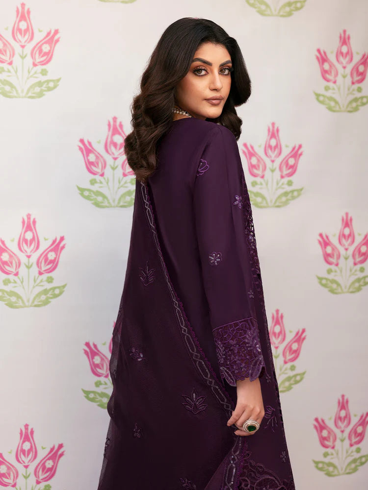 MAHNUR-3PC LAWN SEQUENCE EMBROIDERED SHIRT WITH KHADDI NET EMBROIDERED DUPATTA AND TROUSER