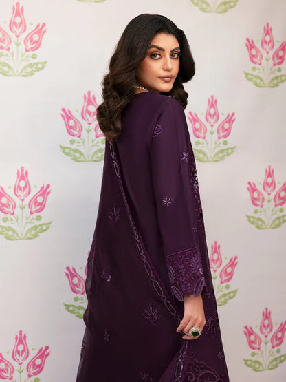 MAHNUR-3PC LAWN SEQUENCE EMBROIDERED SHIRT WITH KHADDI NET EMBROIDERED DUPATTA AND TROUSER
