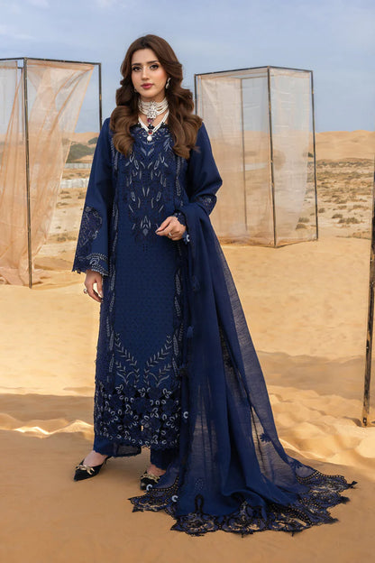 RANG RASIYA-3PC LAWN LASERCUTWORK EMBROIDERED SHIRT WITH KHAADI NET EMBROIDERED DUPATTA AND TROUSER