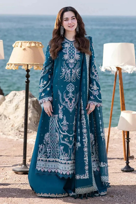 QALAMQAR-3PC LAWN HEAVY EMBROIDERED SHIRT WITH CHIFFON EMB DUPATTA AND EMB TROUSER