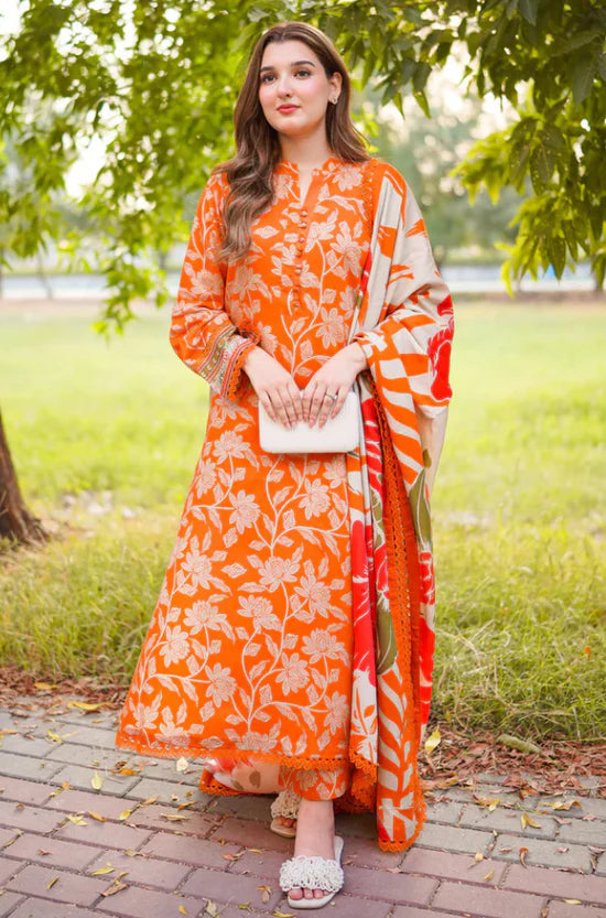 ANEELAS-3PC LAWN DIGITAL PRINTED SHIRT WITH SILK PRINTED DUPATTA AND PRINTED TROUSER