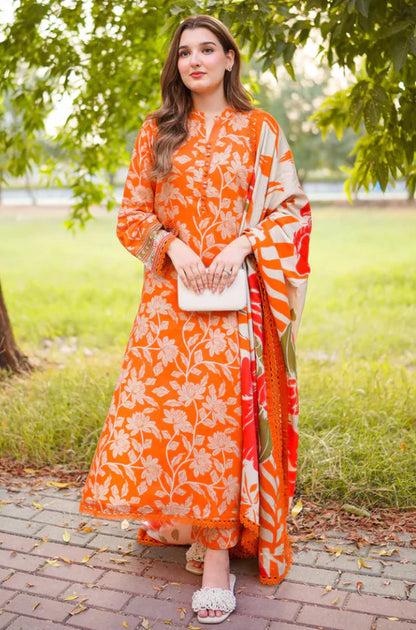 ANEELAS-3PC LAWN DIGITAL PRINTED SHIRT WITH SILK PRINTED DUPATTA AND PRINTED TROUSER