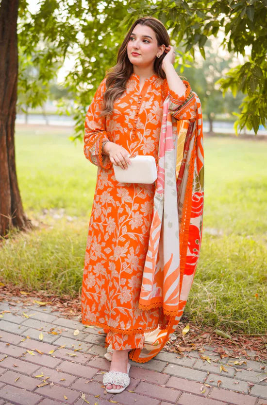 ANEELAS-3PC LAWN DIGITAL PRINTED SHIRT WITH SILK PRINTED DUPATTA AND PRINTED TROUSER