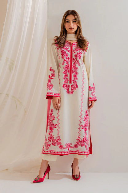VINTAGE-3PC LAWN EMBROIDERED SHIRT WITH CHIFFON TYE&DYE DUPATTA AND TROUSER