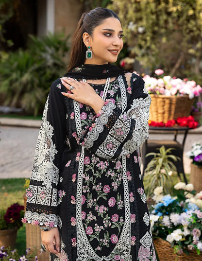 ELAF-3PC LAWN HEAVY EMBROIDERED SHIRT WITH CHIFFON PRINTED DUPATTA AND TROUSER