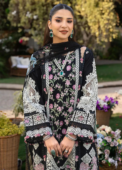 ELAF-3PC LAWN HEAVY EMBROIDERED SHIRT WITH CHIFFON PRINTED DUPATTA AND TROUSER