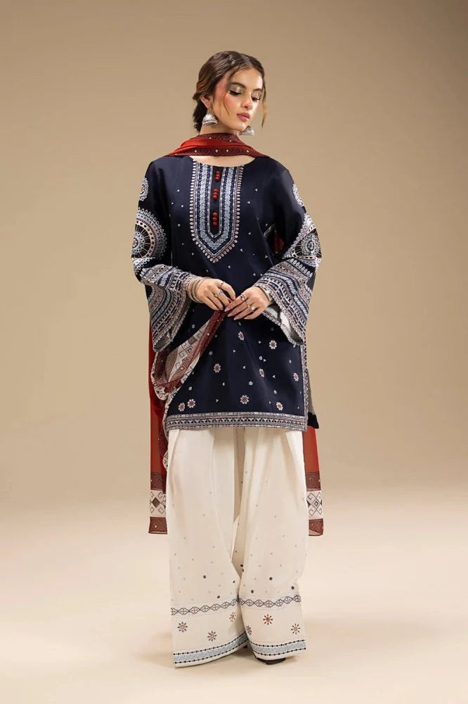 Lawn 3PC Embroidered Shirt with Digital Printed Jacquard Dupatta