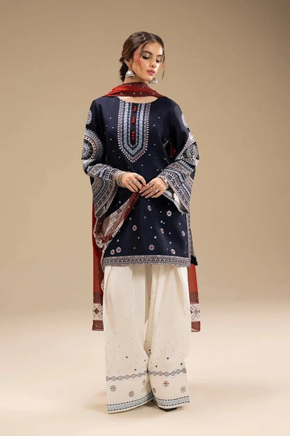 Lawn 3PC Embroidered Shirt with Digital Printed Jacquard Dupatta