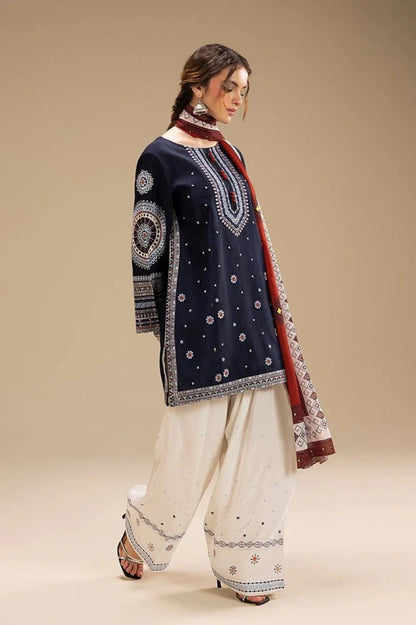 Lawn 3PC Embroidered Shirt with Digital Printed Jacquard Dupatta