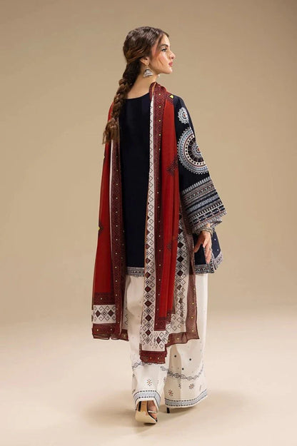 Lawn 3PC Embroidered Shirt with Digital Printed Jacquard Dupatta